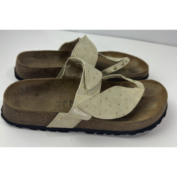Betula Birkenstock Bombay Leaf Studded Sandals Womens 9 EU 40 Beige Cream Slides - Picture 11 of 16